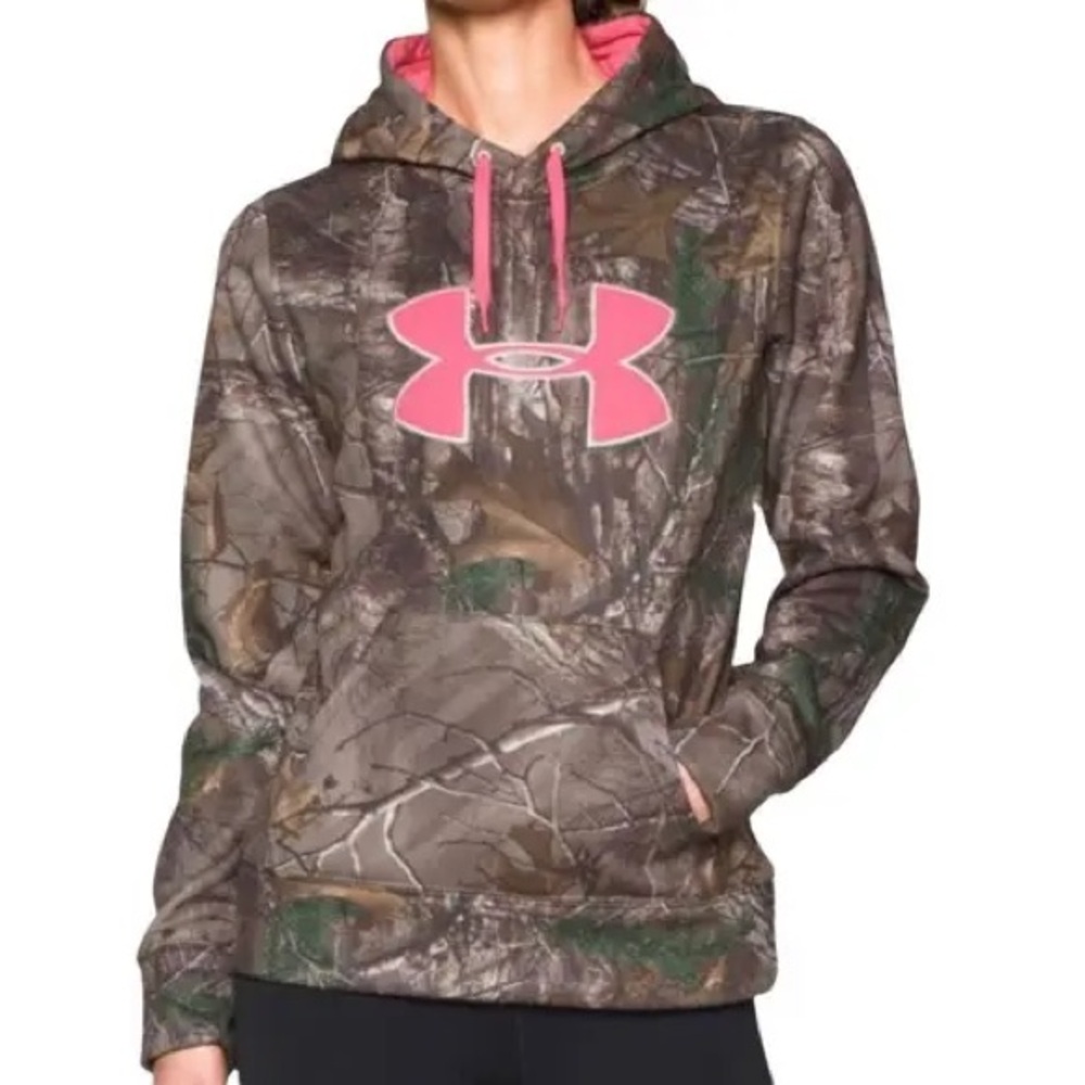Under Armour realtree hoodie with logo and inside of hood pink